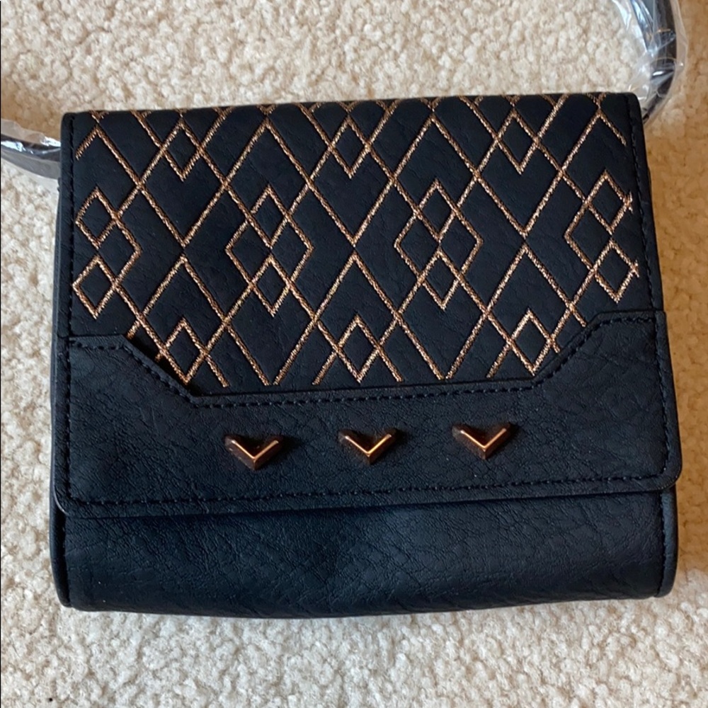 Stella & Dot Black and Rose Gold Crossbody